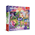 Trefl, Monde du Dragon Diplodocus 4en1, 4 Puzzle, de 12 à 24 Pièces-Différents Niveaux de Difficulté, pour Les Enfants à partir de 3 Ans, 34663, Multicolor