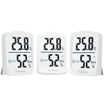 Lot de 3 thermomètres hygromètres d'intérieur - Thermomètre d'intérieur - 3S - Refresh rapide - Avec grand écran LCD - Pour bureau, école, serre - Blanc