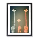 The Three Giraffes Framed Print for Living Room Bedroom Home Office Décor, Wall Art Picture Ready to Hang, Black A4 Frame (34 x 25 cm)