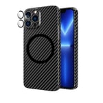 ICOVERI Carbon Case for iPhone 14 Pro, Magnetic Case Compatible with Magsafe and Wireless Charger, Carbon Fibre Case, Cover with Black Lens Protector (iPhone 14 Pro)