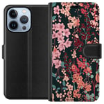 Apple iPhone 13 Pro Svart Plånboksfodral Blommor