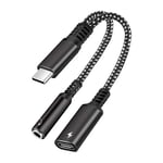 Nnbili-Adaptateur De Prise De Téléphone De Type C À 3.5mm,Charge Audio De Type C,Adaptateur Mx Pour Ipad Pro,Samsung S24,Xiaomi,Huawei,Pd 60w,2 En 1 - Type 60w Black Adapter