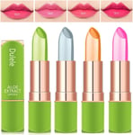 4 Colours Organic Aloe Vera Moisturizing Crystal Jelly Lipsticks, Dulele Magic