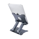 Tablet Stand,Aluminum Adjustable Foldable Eye Level Solid Stand Holder (up to 15-inch) for Microsoft Surface series tablets, iPad series, Samsung Galaxy Pads, Amazon Kindle Fire etc.Grey