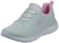 Skechers Femme Summits Good Taste Basket, Bordure Gris Clair en Maille Lavande, 36 EU