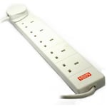 pro elec 2 m 6 Gang Surge Protected Extension Lead - White,pl09212pl