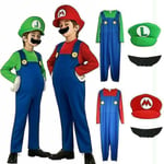 Kids Boys Girls Super Mario Luigi Plumber Bros Fancy Dress Party Outfits Costume Hk -a Red 4-6 years