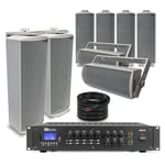 100V 2-Zone Column Wall Speaker System for PA Music in Pubs Restaurants (x8)