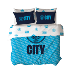 Manchester City FC Double Duvet Cover & Pillowcase Set Crest Football Bedding