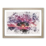 Big Box Art Lone Tree Beneath a Purple Sunset Watercolour Framed Wall Art Picture Print Ready to Hang, Oak A2 (62 x 45 cm)