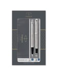 Parker IM Duo Gift Set with Ballpoint Pen & Fountain Pen | Stainless Steel Chrome Trim | Blue Ink Refill & Cartridge | Gift Packaging