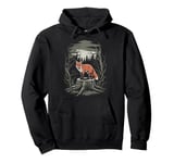 Dark Cottagecore Fox Forest Scene Pullover Hoodie