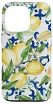 Coque pour iPhone 13 Pro Amalfi Citron Blossom Aquarelle Citron Citron & Blue Tile Pattern