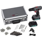 PowerPlus drill/skrutrekker, m/batterier 2 x 18V/1,3Ah, med 153 deler