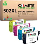 Comete, Marque Française - 502Xl - 4 Cartouches D'Encre Compatibles Avec Epson 502 Xl - Pour Epson Xp-5100, Xp-5105, Workforce Wf-2860Dwf, Wf-2865Dwf Wf-2880 (1 Noir Et 3 Couleur)