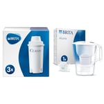 BRITA Classic replacement water filter cartridges, reduce chlorine, limescale and impurities & Aluna Water Filter Jug White (2.4L) incl. 1x MAXTRA PRO All-in-1 cartridge - fridge-fitting