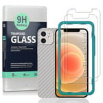 Ibywind Screen Protector (2 Pack) For iPhone 12 Mini,9H Hardness Tempered Glass,With 1Pc Metal Camera Lens Protector,1Pc Back Protector,Easy to Install