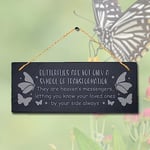 Stukk Advice from Butterfly Garden Bees The Heaven Kisses Laser Hanging Sign (Symbol of Transformation), Natural Engraved Slate Stone Plaque, 30x12cm (Large)