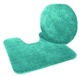 Kinzler J-10052/27 Ensemble de Bain 2 pièces avec Housse d'abattant WC 47 x 50 cm et Tapis de WC avec découpe 50 x 55 cm Vert émeraude