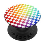 Rainbow checkers checkered Colors and white checker pattern PopSockets PopGrip: Swappable Grip for Phones & Tablets