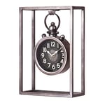 DRW Horloge de Table avec Support en métal métallique 23 x 10 x 33 cm, Horloge 15 x 4,5 x 23 cm
