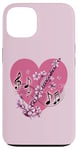 Coque pour iPhone 13 J'aime la clarinette en cœur avec notes de clarinette