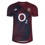 Umbro Mens England Rugby Warm Up Shirt 2023 2024 Adults Top Red/Navy S