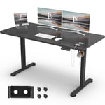 Homall Bureau Assis Debout 140 x 60 cm, Bureaux Électrique Table Réglable en Hauteur avec Chargeur USB, Rappel de sédentarité, 3 Positions Mémorisables, Boîte de Câbles, et roulettes, Noir