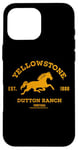 Coque pour iPhone 16 Pro Max Yellowstone Dutton Ranch Est. 1886 Running Horse Brown Logo