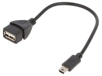 Cable USB 2.0 USB A femelle vers prise USB B mini male 0.15m - Noir