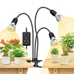 SANSI Lampe Horticole LED avec Minuterie 4/8/12H, Lampe de Croissance Plantes à Spectre Complet 450W Équivalent avec 3 Ampoules Plantes E27 pour Culture et Germination des Semis Plantes Intérieures