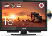 Cello 12 Volt 16 inch TV Made in UK (2024) with Built in DVD Player, Freeview P