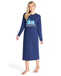 Disney Chemise de Nuit Femme Manche Longue Stitch Mickey Minnie (Bleu Navy Stitch, S)