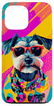 Coque pour iPhone 13 Pro Max Figurine schnauzer miniature tendance et colorée Pop Art