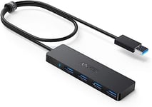 Anker Data Hub 4 Ports USB 3.0 Ultra Fin avec câble étendu de 60 cm - Hub USB 3.0 pour Macbook, Mac Pro / mini, iMac, Surface Pro, XPS, Notebook PC, clés USB, disques durs externes, etc.