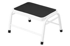 Premier Housewares 2100009 Tabouret/Marchepied Métal Blanc + Tapis de Caoutchouc