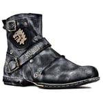 osstone Bottes de Moto pour Hommes Mode Zipper-up Bottes Chukka en Cuir Chaussures décontractées OS-5008-1-F-12