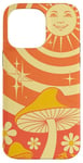 Coque pour iPhone 14 Pro Max Trippy Orange 70s Boho Champignon Cottagecore Vibes