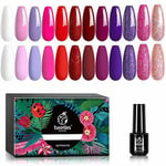 Beetles Gel Nail Polish Kit, 12 Pcs Colors Set Love Bug Gift Kit Soak Off Nail