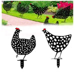 Qianpuren 2 pièces Poulet Cour Art Jardin pelouse décoration de Sol, Coq métal Animaux piquets Poulet Jardin Silhouette pour Pays Jardin Sculpture ou Ferme décor (B)