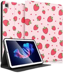 SurgeCraft for Samsung Galaxy Tab A7 Lite Case 8.7 Inch - Women Girls Cute Folio Cover Strawberry Kids Girly Pretty Design for Samsung A7 Lite Tablet Cases SM-T220 / T225 / T227