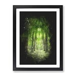 Green Forest Vol.2 Paint Splash Modern Framed Wall Art Print, Ready to Hang Picture for Living Room Bedroom Home Office Décor, Black A2 (64 x 46 cm)