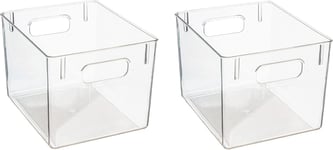 Amtido Clear Plastic Storage Bins for Fridge-Freezer, Cupboard, and Pantry Tidy