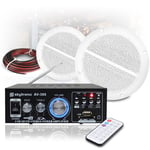 2x Vonyx 5" Waterproof Speakers Skytronic MP3 Amplifier System 80W UK Stock