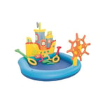 Avilia Piscine Gonflable en Forme de Bateau avec Poissons et Accessoires 140 x 130 x 104 cm – Idéal pour Les Enfants dans Le Jardin ou en Plein air grâce aux Jeux avec rames et Canne à pêche –