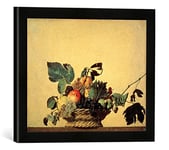 Kunst für Alle 'Encadré Image de Michelangelo Merisi Caravaggio La Corbeille à Fruits Impression d'art dans Le Cadre de Haute qualité Photos Fait Main, 40 x 30 cm, Noir Mat