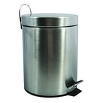 MSV, Poubelle à pédale en Inox, Pédale pour pied, pour Petits Espaces, Couvercle à Fermeture en Douceur, avec Seau Intérieur, Ronde, 20 Litres, Gris