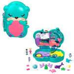 Polly Pocket Coffret Loutre Aquatique, thème Aquarium, avec Mini-Figurines Polly et Nicolas, 5 Surprises, 12 Accessoires, Jouet pour Enfant, HCG16