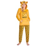 Disney Pyjamas for Women, Fluffy Ladies Fleece Pyjamas, Stitch Minnie Gifts (M, Yellow Simba)