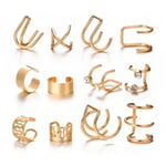 12-pack Fake Helix Piercing Öron Örhänge Ear Cuff utan Hål Guld guld